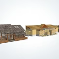 Chinese-style thatched house 3d model