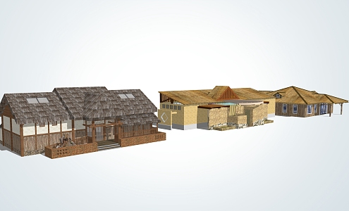 Chinese-style thatched house 3d model