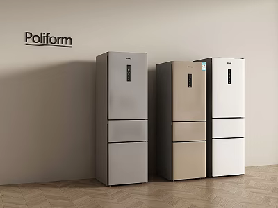 Poliform Modern Three-Door Refrigerators With Various Colors For Kitchen Interior 3d model
