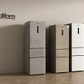Poliform Modern Three-Door Refrigerators With Various Colors For Kitchen Interior