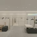 Modern Shopping Mall Store Interior With Bright Space White Walls Recessed Lighting And Display Racks