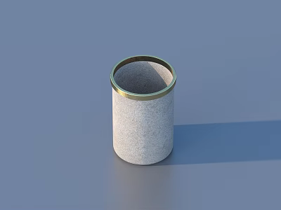 Light Gray Concrete Cylindrical Holder With Gold Rim For Daily Essentials 3d model