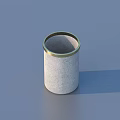 Light Gray Concrete Cylindrical Holder With Gold Rim For Daily Essentials