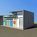 Outdoor Waste Sorting Recycling Station With Colored Bins And Clear Signage
