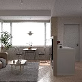 Soft Warm Cream Living Dining Room With Cozy Leather Sofa And Natural Wood Interior Design
