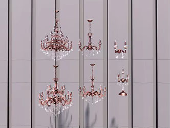 European-style lamp combination chandelier 3d model