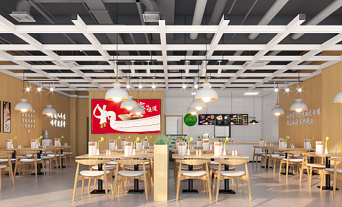 Modern noodle shop breakfast restaurant 3d model