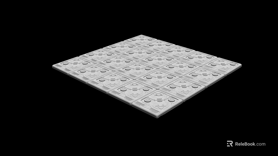 Industrial Equipment Square Metal Panel With Circular Grooves For Industrial Use 3d model 