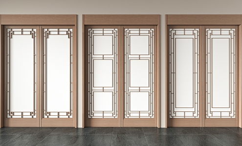 New Chinese-style sliding door 3d model