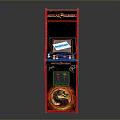 Red Mortal Kombat Arcade Machine with Display Screen Control Buttons and Dragon Design