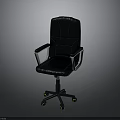 Modern Black Leather Office Chair With White Armrests And Yellow Casters