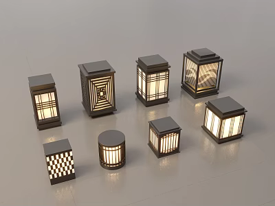 Modern Chinese Landscape Lamp Lawn Lamp Garden Lamp Outdoor Lamp Combination 3d model