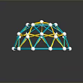 Abstract Geometric Sphere Framework With Blue Yellow Lines And White Nodes 3d model