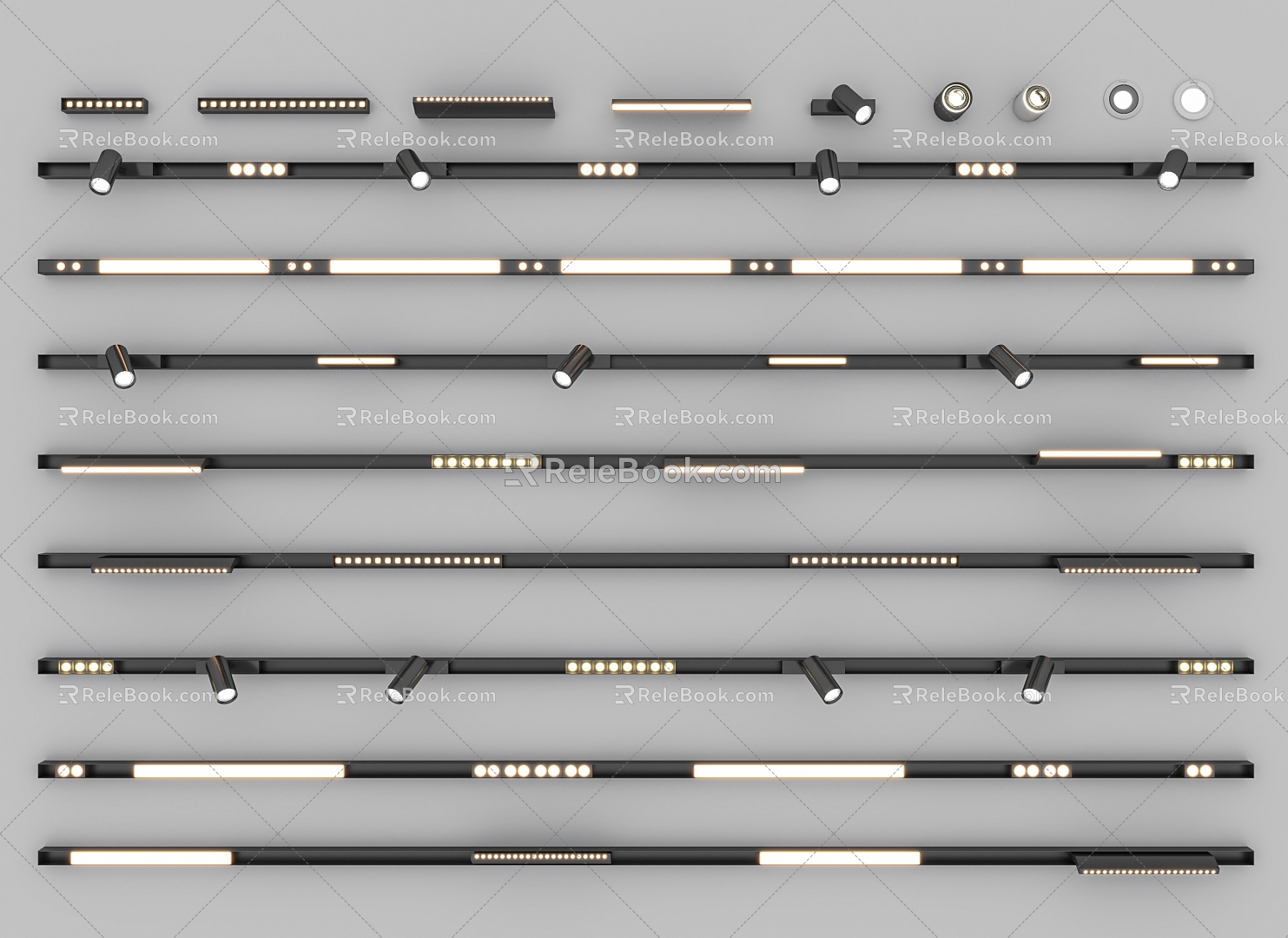 Embedded magnetic guide rail rail spotlight downlight magnetic strip light 3d model