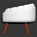 Modern White Upholstered Armchair With Curved Back And Red Legs Design