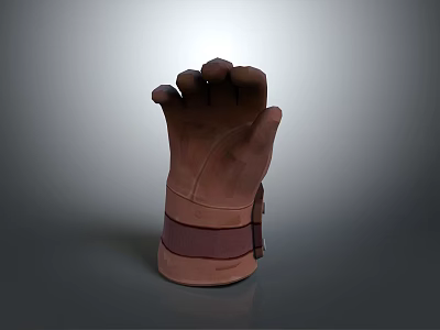 Brown Leather Work Glove With Adjustable Wrist Strap And Durable Design 3d model