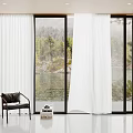White Sheer Curtains For Large Window With Natural Lake And Tree View