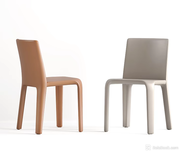 Modern Leisure Chairs in Brown and Gray with Simple Structure and Smooth Surface 3d model
