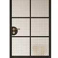 Black Framed Glass Doors with Arch Top and Multiple Pane Design Styles 3d model
