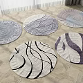 Round Rugs With Various Abstract Patterns And Neutral Tones For Home Interior Decor 3d model