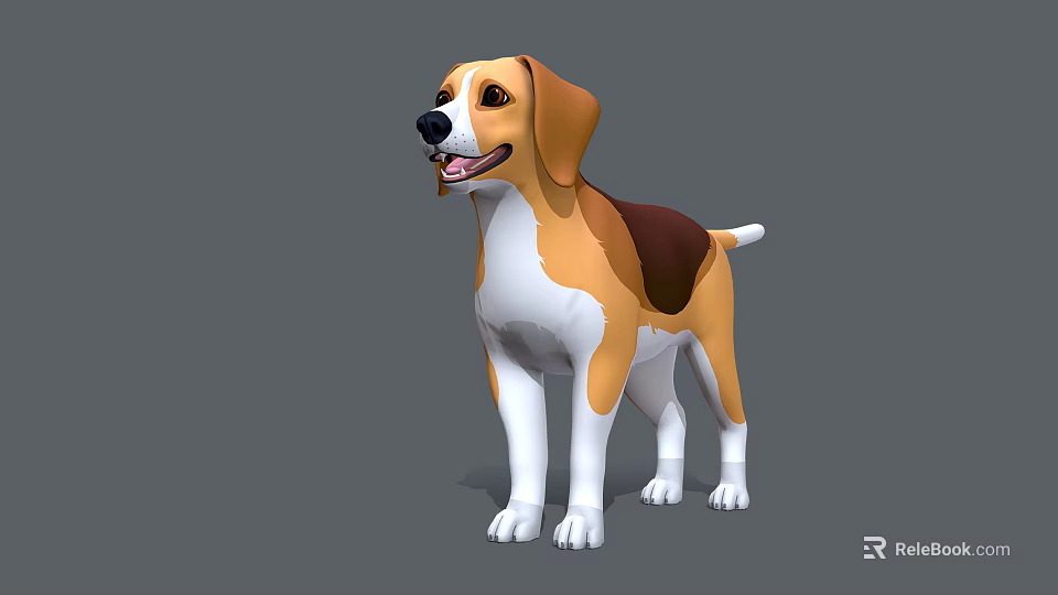 Cute Brown And White Standing Dog With Friendly Smile And Soft Fluffy Fur 3d model 