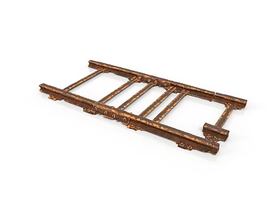 Vintage Rustic Metal Ladder With Decorative Rungs And Ornate Base Stand 3d model