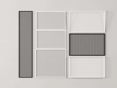Various Black And White Decorative Grid Panels With Modern Patterns For Home Decor 3d model