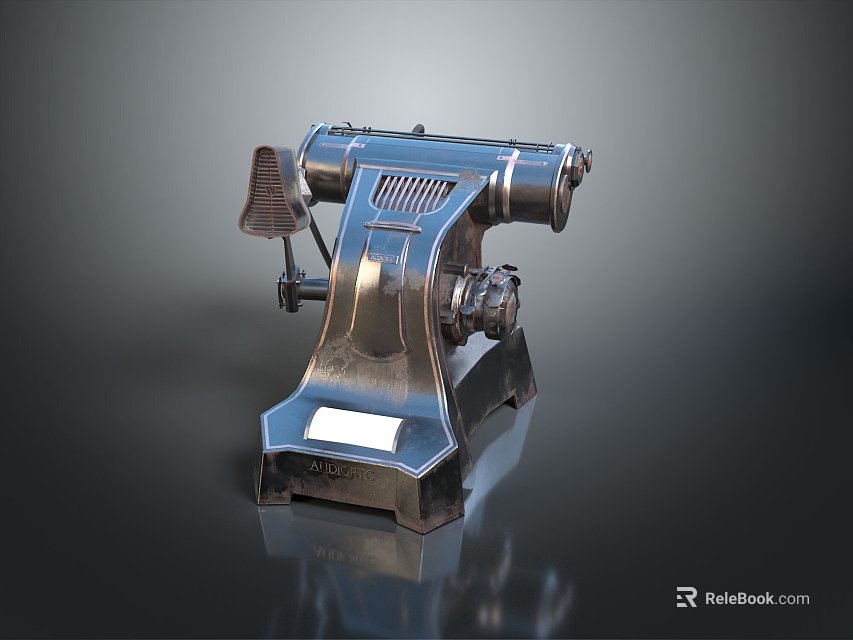 Silver Metal Meat Grinder On Dark Background With Reflective Surface 3d model 