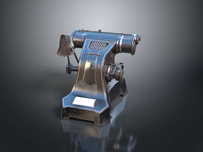 Silver Metal Meat Grinder On Dark Background With Reflective Surface 3d model