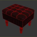 Stylish Sofa Stool With Gray Button Tufted Padded Seat And Red Wooden Legs