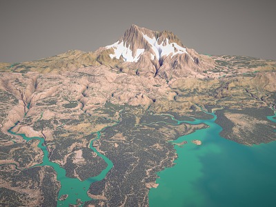 Mountain Snow Mountain Lake Terrain Mountain Peak model