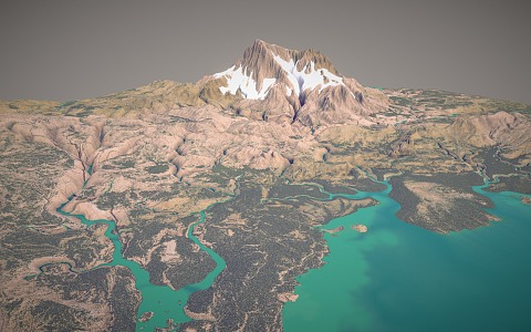 Mountain Snow Mountain Lake Terrain Mountain Peak 3d model