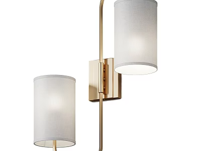 Modern Decorative Wall Lamps With Golden Metal Frame And White Fabric Shades 3d model