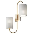 Modern Decorative Wall Lamps With Golden Metal Frame And White Fabric Shades