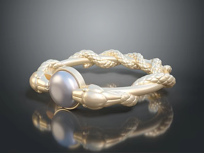 Golden Braided Hardware Tool Component Featuring Circular Design And Smooth Finish 3d model