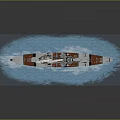Naval Warship Weapon Sailing on Blue Sea with Large Main Battle Cannons