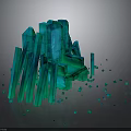 Abstract Blue Transparent Furniture Structure With Small Blue Cubes Around