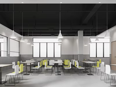 Modern Canteen Staff Restaurant 3d model