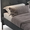 Modern Upholstered Double Bed Frame With Gray Bedding And Decorative Pillows 3d model