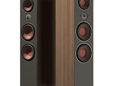 Elegant Floorstanding Audio Speakers With Multiple Circular Drivers And Wooden Cabinet Design 3d model