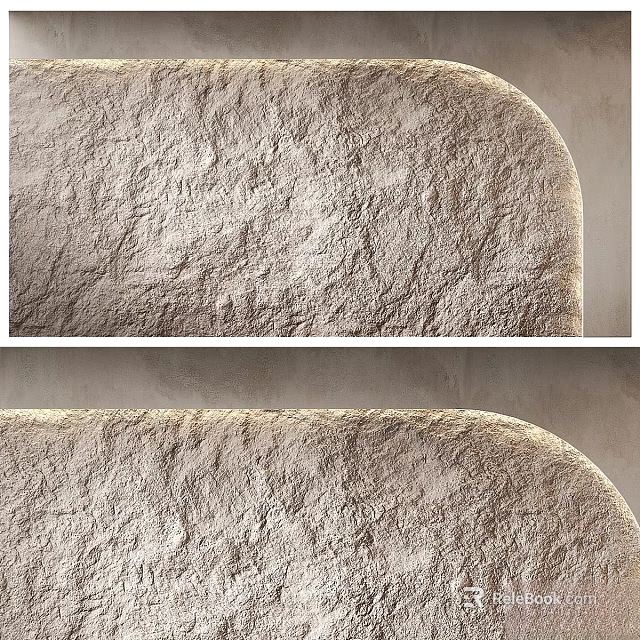 Curved Wall Decor With Rough Textured Neutral Beige Surface Design 3d model 