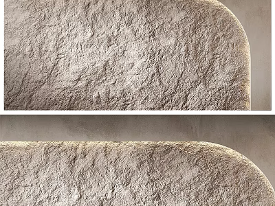 Curved Wall Decor With Rough Textured Neutral Beige Surface Design 3d model