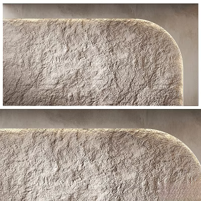 Curved Wall Decor With Rough Textured Neutral Beige Surface Design 3d model