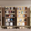 Multiple Contemporary Display Shelves With Books Decor Items And Storage Boxes