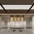 Elegant Modern Parking Garage Entrance With Marble Walls And LED Lighting Directional Signage