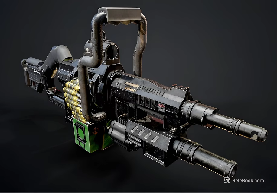 Heavy Duty Sci Fi Weapon With Multiple Barrels And Mechanical Structure Design 3d model 