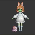 Modern game character cartoon rabbit 3d model