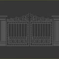 Ornate Iron Gate Furniture Featuring Intricate Carvings And Side Pillars Design