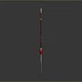 Ancient Decorative Spear With Red Handle Golden Accents And Sharp Blade 3d model