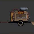 Vintage Coffee Cart Design With Coffee Cup Sign Wheel And Pipes
